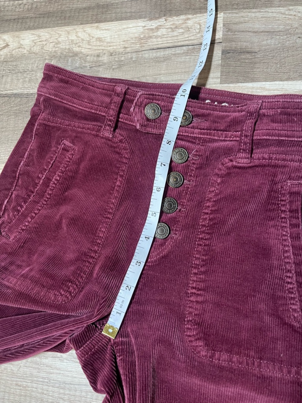American Eagle Super Stretch Corduroy Skinny Pants Burgundy Button Fly Size 2 - Picture 14 of 16